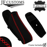 RED LUX-STITCH SUEDE HANDBRAKE GAITER + PLASTIC FRAME FOR BMW E90 E92 E93
