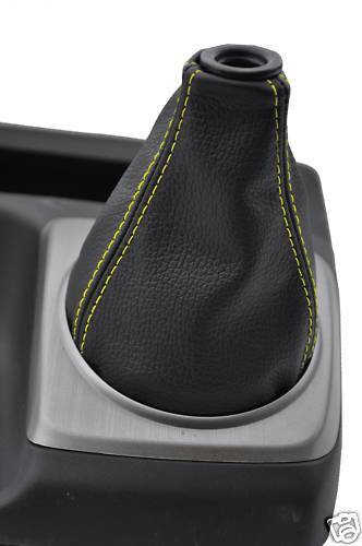 FITS HONDA CIVIC SI GEAR GAITER LEATHER YELLOW STITCH 06-09 CUSTOM NEW
