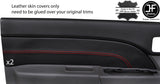 RED STITCH 2X FRONT DOOR CARD LEATHER COVERS FOR FORD RANGER MAZDA BT50 06-12
