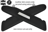 WHITE STITCH 2X SUN VISOR LEATHER COVERS FITS VW T5 TRANSPORTER 1 MIRROR CUTOUT
