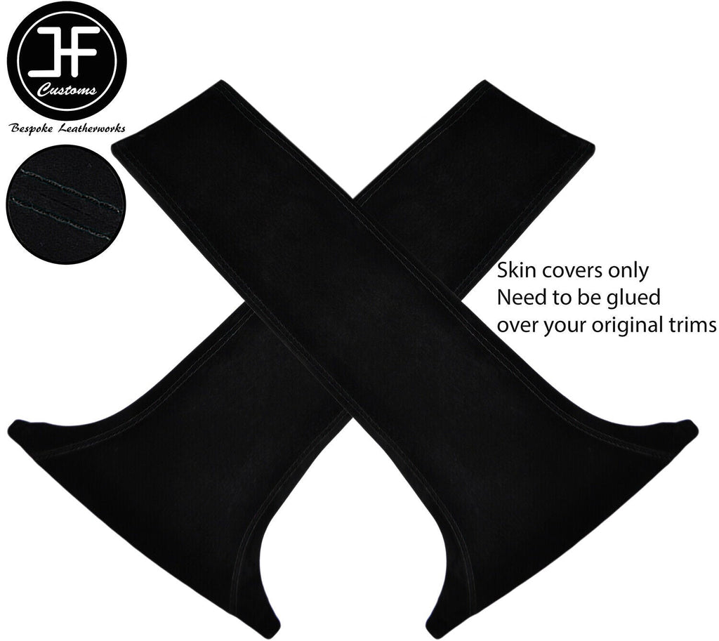 BLACK STITCH 2X LOWER B PILLAR SUEDE COVERS FITS FORD FOCUS MK1 98-04 5 DOOR