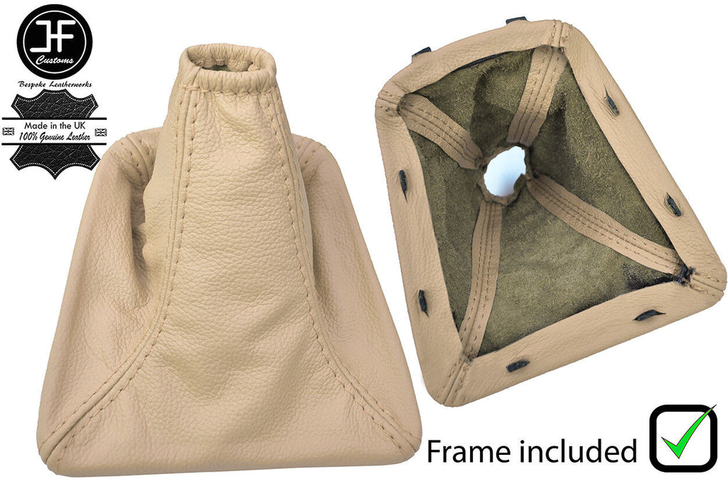 CREAM REAL LEATHER GEAR GAITER + PLASTIC FRAME FOR JAGUAR X-TYPE 2001 - 2009