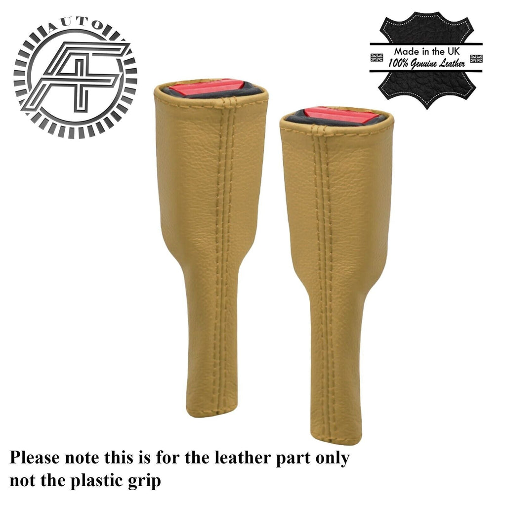 BEIGE REAL LEATHER 2X SEAT BELT STALK TALL COVER FITS AUDI TT MK1 1998-2006