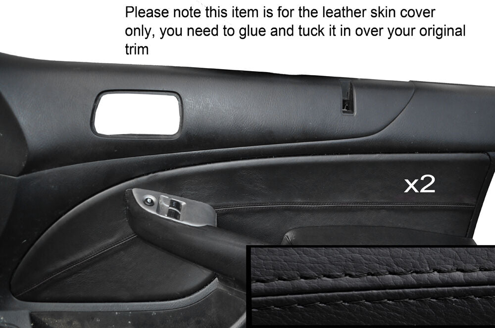 BLACK STITCH 2X DOOR CARD TRIM SKIN COVERS FITS HONDA CIVIC COUPE EM2 CUSTOM NEW