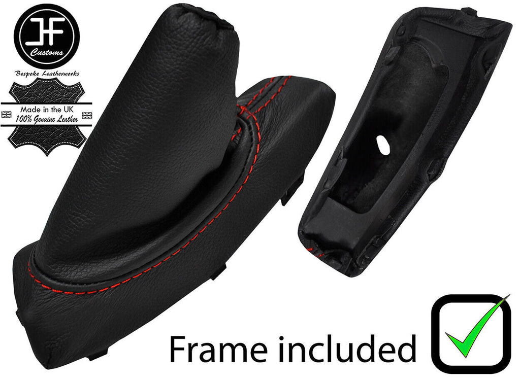 RED STITCH REAL LEATHER HANDBRAKE+PLASTIC FRAME FITS PEUGEOT 308 2007-2013