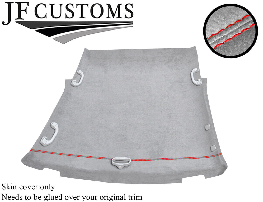 RED STITCH CABRIO HARDTOP ROOF HEADLINING L GREY LUXE SUEDE COVER FOR BMW E36