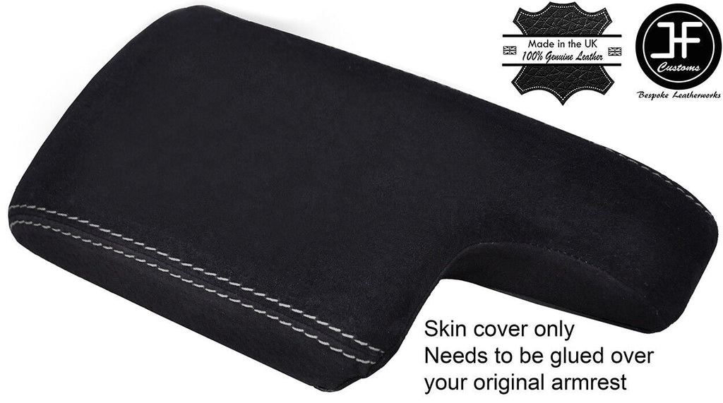 GREY STITCH REAL SUEDE ARMREST LID COVER FITS MERCEDES A CLASS W169 2004-2012