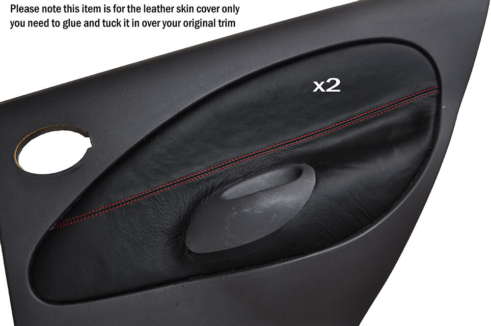 RED STITCH 2X REAR DOOR CARD TRIM SKIN COVERS FITS FORD FIESTA MK4 MK5 95-02