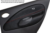 RED STITCH 2X REAR DOOR CARD TRIM SKIN COVERS FITS FORD FIESTA MK4 MK5 95-02