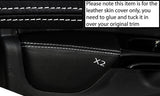 WHITE STITCH 2X FRONT DOOR CARD ARMREST SKIN COVERS FITS RENAULT CLIO 2013+