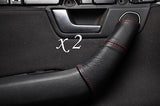 RED STITCH FITS AUDI A4 B6 2000-2004  2X DOOR HANDLE COVERS 100% LEATHER