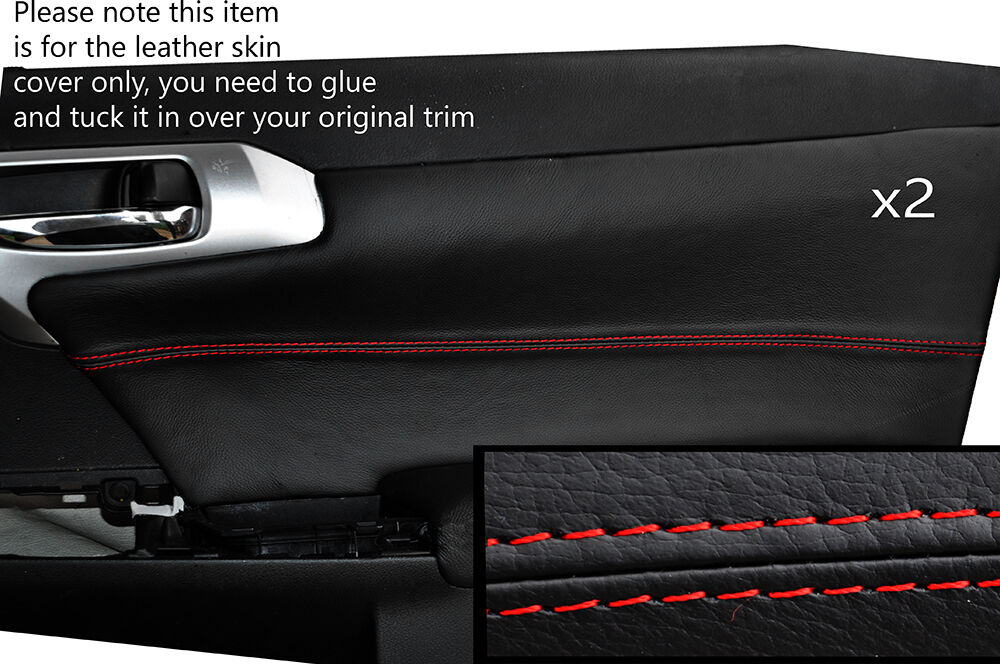 RED STITCH 2X FRONT DOOR CARD TRIM SKIN COVERS FITS LEXUS CT 200H 2010-2015