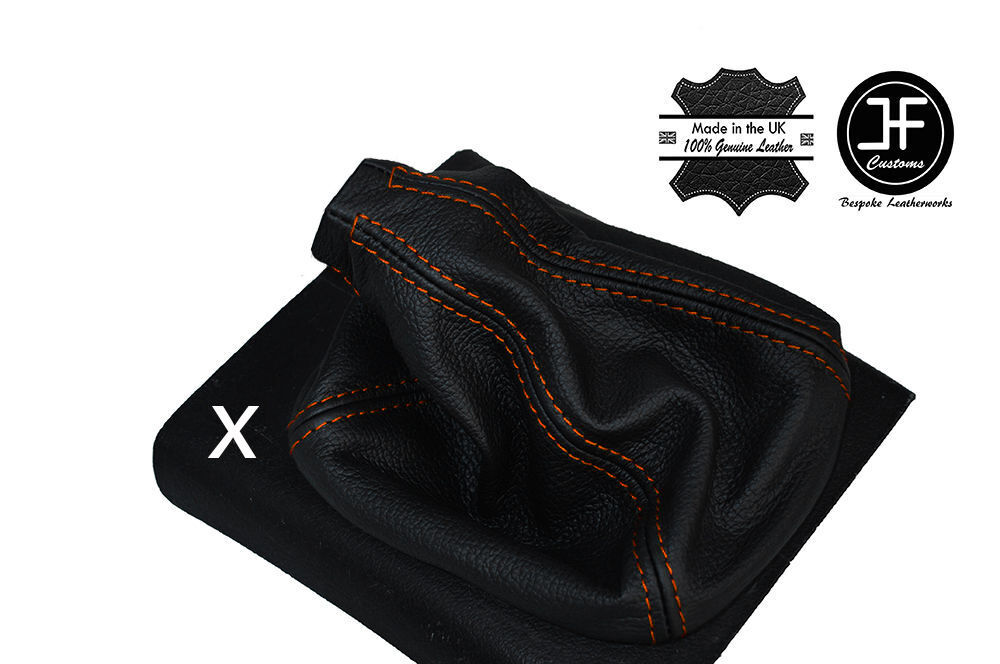 ORANGE STITCHING MANUAL LEATHER GEAR GAITER FITS VOLKSWAGEN POLO MK2 1981-1994