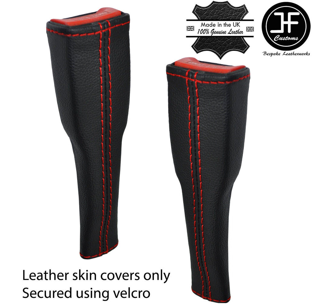 RED STITCH 2X SEAT BELT LONG LEATHER COVERS FITS JAGUAR F TYPE 2012-2020