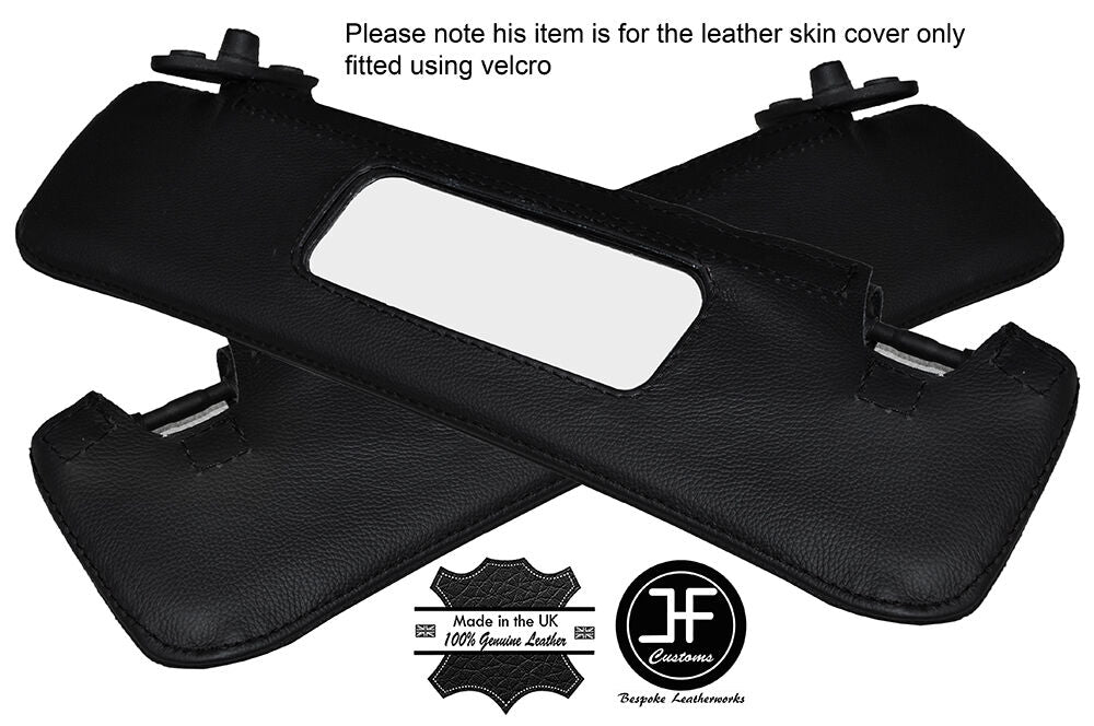 BLACK STITCHING 2X SUN VISORS LEATHER COVERS FITS FIAT BARCHETTA 1995-2005