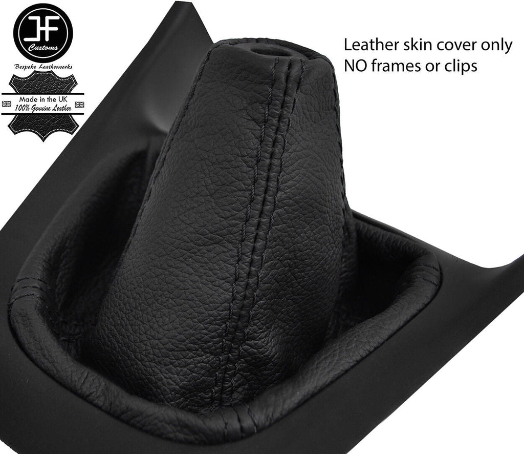 BLACK STITCH TOP GRAIN REAL LEATHER MANUAL GEAR GAITER FITS HYUNDAI I10 07-2014