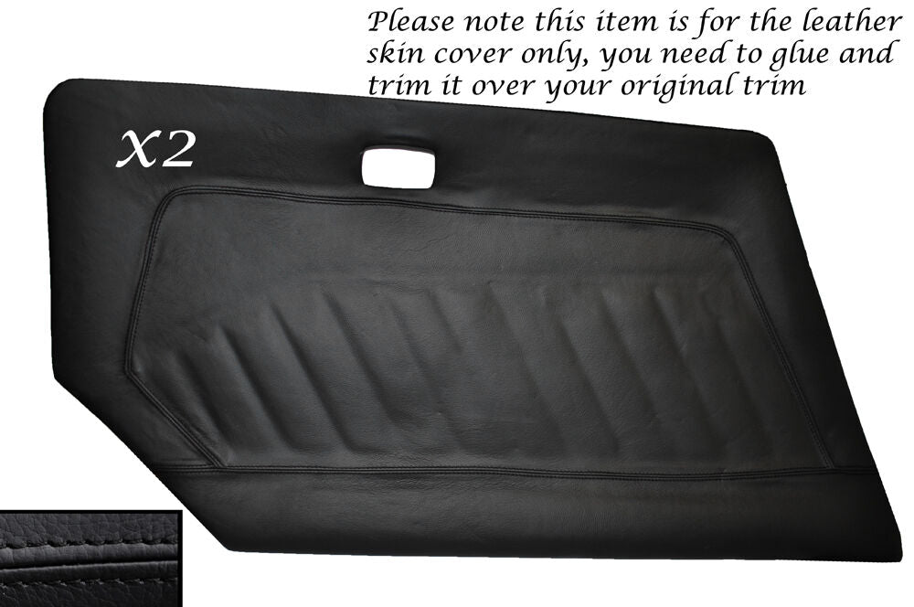 BLACK STITCH 2X DOOR CARD LEATHER SKIN COVER FITS DATSUN 240Z 260Z 280Z