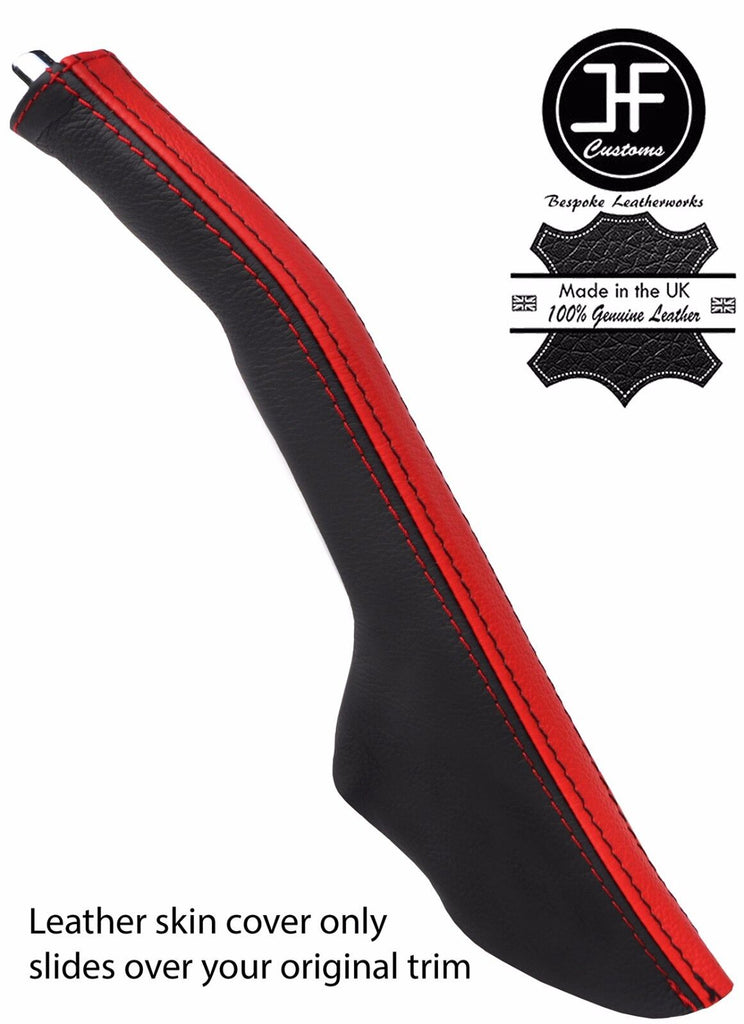 BLACK & RED TOP GRAIN  LEATHER HANDBRAKE GAITER FOR MITSUBISHI STARION 83-90