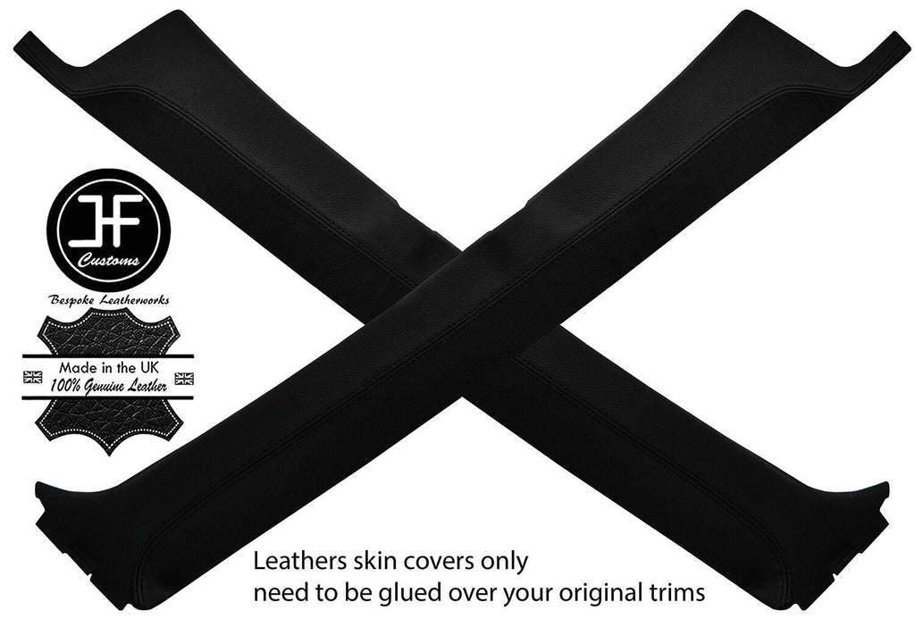 BLACK & BLACK 2X A PILLAR LEATHER COVER FITS SCANIA 4 SERIES 114 124 164 95-07