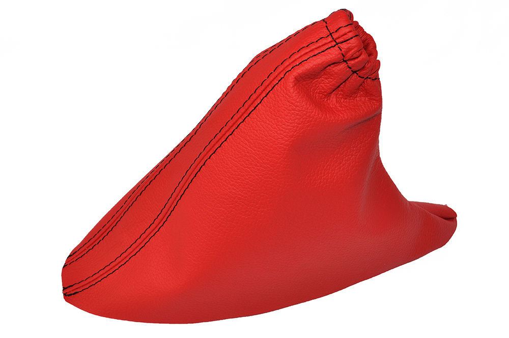 RED LEATHER BLACK STITCHING HANDBRAKE GAITER FITS FIAT PANDA 2003-2012