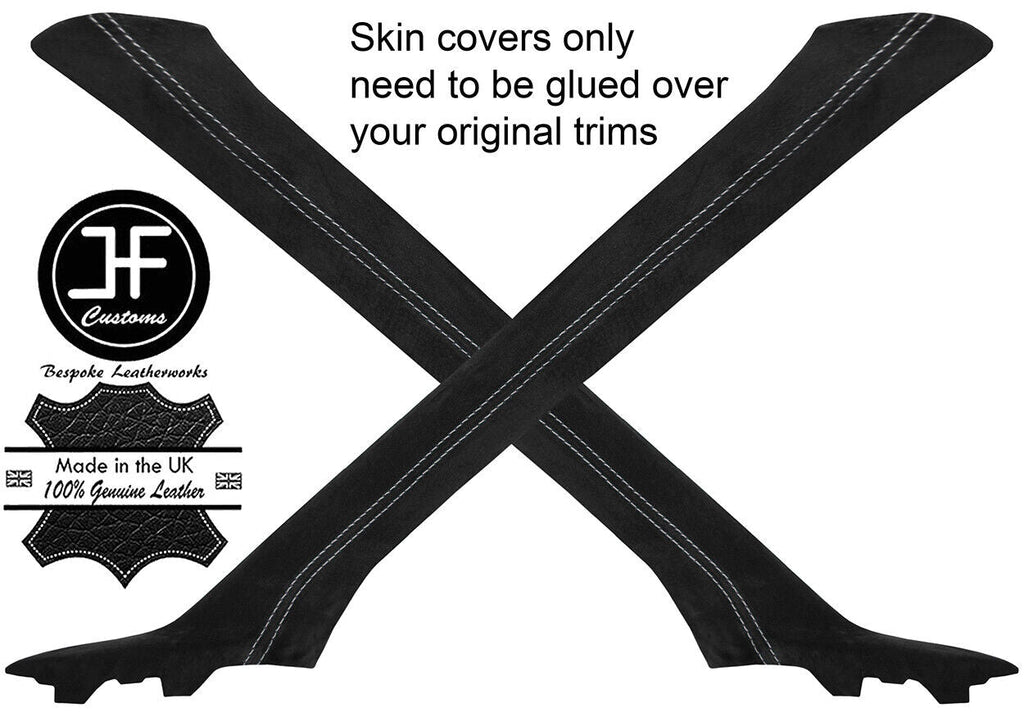 GREY STITCH 2X A PILLAR SUEDE COVERS FITS FORD TRANSIT MK7 06-13 STYLE 2
