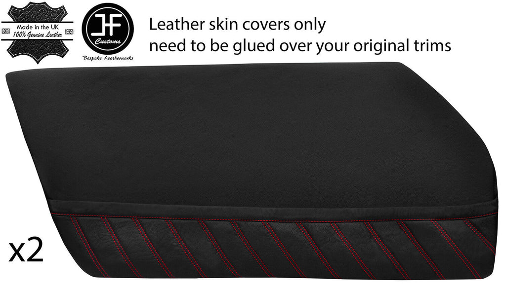 RED STITCH 2X FRONT DOOR CARD WITH POCKETS LEATHER COVERS FOR PORSCHE 911 912