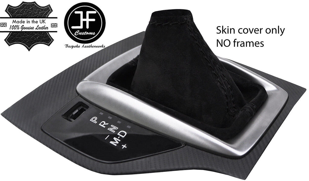 BLACK STITCHING REAL SUEDE AUTO AUTOMATIC GEAR GAITER FITS MAZDA 3 2014-2017