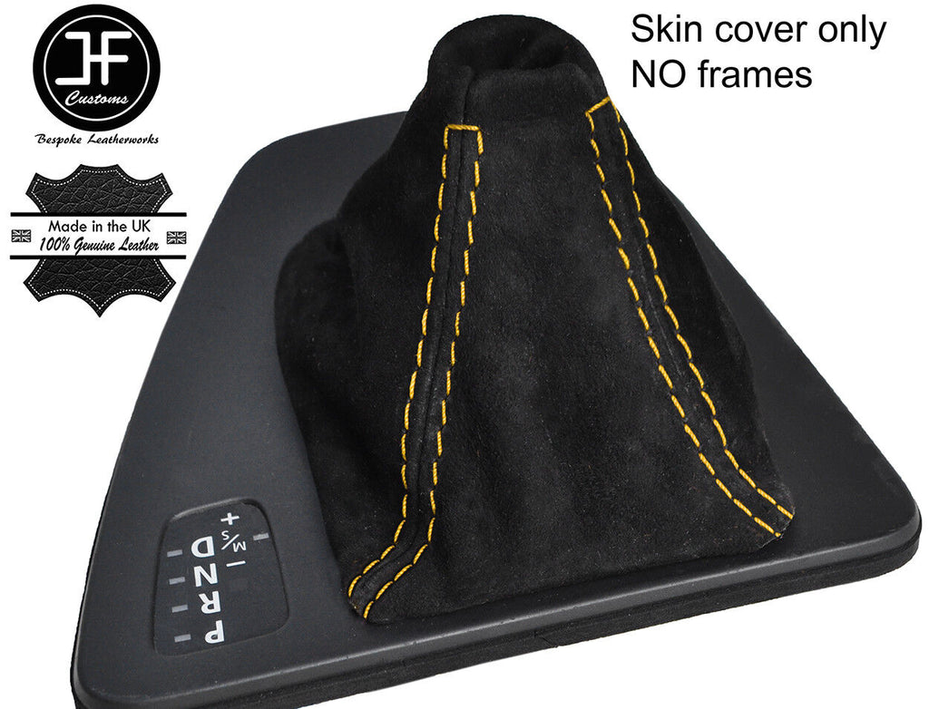 YELLOW STITCH AUTOMATIC AUTO REAL SUEDE GEAR GAITER FITS BMW 3 E90 E91 E92 E93