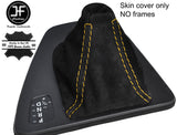 YELLOW STITCH AUTOMATIC AUTO REAL SUEDE GEAR GAITER FITS BMW 3 E90 E91 E92 E93