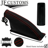 RED STITCH LEATHER HANDBRAKE GAITER + METAL FRAME FOR TOYOTA CELICA 79-81