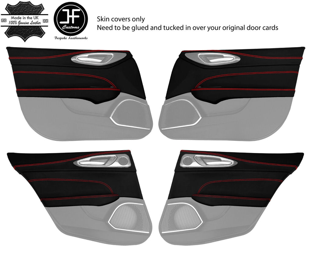 RED STITCH 4X DOOR CARD TRIM KIT NAPPA COVERS FOR ALFA ROMEO GIULIA 15-20
