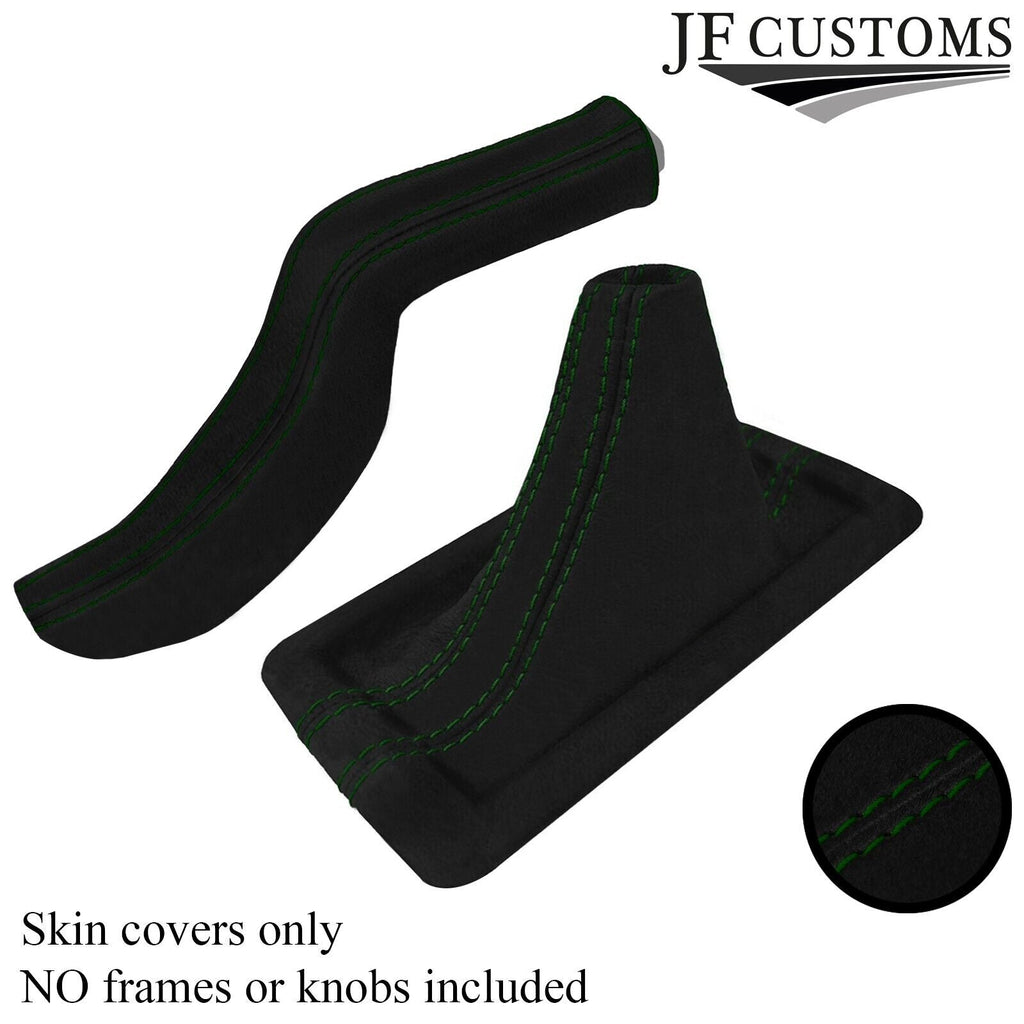 DARK GREEN STITCH SUEDE SLIM HANDBRAKE GEAR GAITERS FOR FORD MUSTANG 05-09