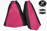 PINK & BLACK FITS FORD FOCUS MK1 1998-2004 GEAR HANDBRAKE GAITER REAL LEATHER