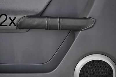 grey stitch FITS SMART FORFOUR MERCEDES 2X DOOR HANDLE LEATHER COVERS CUSTOM NEW