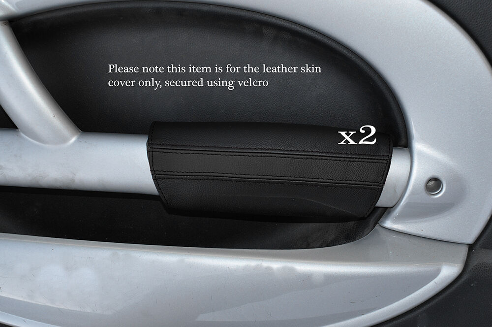 BLACK & BLACK 2X PANTHERS DOOR ARMREST LEATHER COVER FITS BMW MINI COOPER 01-03
