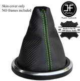 GREEN STITCH CARBON FIBER VINYL GEAR GAITER FITS FORD FIESTA MK6 FUSION 02-08