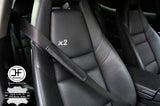 2X CARBON FIBER VINYL BLACK STITCHING LUXURY SHOULDER SEAT BELT PADDED PADS