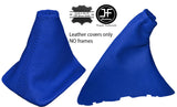 BLUE REAL LEATHER GEAR & HANDBRAKE GAITER FITS FORD FOCUS II MK2 2008-2011