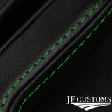 GREEN STITCH LEATHER COVERED STEERING WHEEL TRIMS+FRAMES FOR FORD MUSTANG 10-14