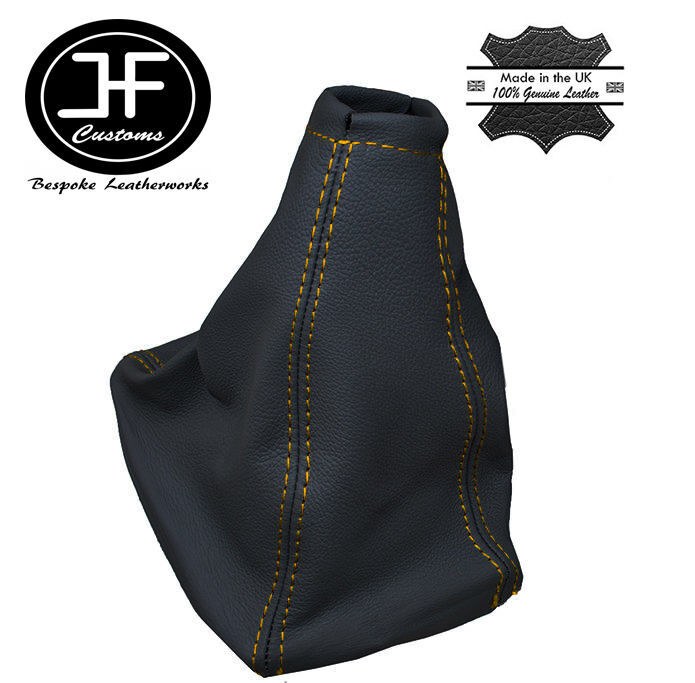 YELLOW STITCH GREY LEATHER MANUAL GEAR STICK GAITER FITS OPEL VAUXHALL CORSA C