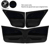 BLUE DIAMOND STITCH 4X DOOR CARD TRIM SUEDE COVERS FOR MITSUBISHI EVO 4 5 6