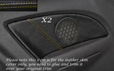 YELLOW STITCH 2X REAR DOOR CARD SKIN COVER FITS VAUXHALL OPEL CORSA D 06-14 3DR