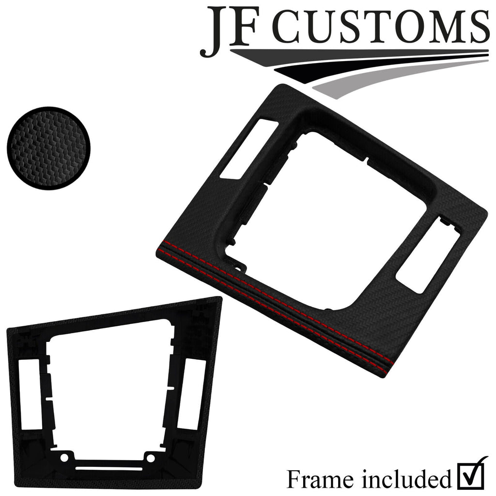 D RED STITCH CARBON GEAR SURROUND COVER + FRAME FOR BMW E46 99-05 COUPE JF2