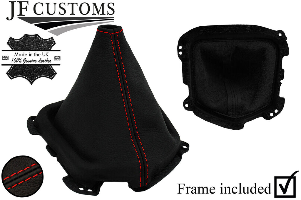 RED STITCH LEATHER GEAR GAITER + PLASTIC FRAME FITS SSANGYONG TIVOLI 15-21