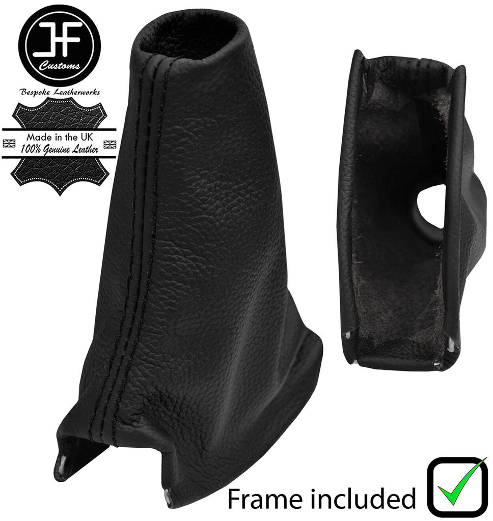 BLACK LEATHER HANDBRAKE GAITER+METAL FRAME FOR LAND ROVER DISCOVERY MK1 MK2