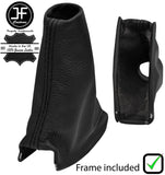 BLACK LEATHER HANDBRAKE GAITER+METAL FRAME FOR LAND ROVER DISCOVERY MK1 MK2