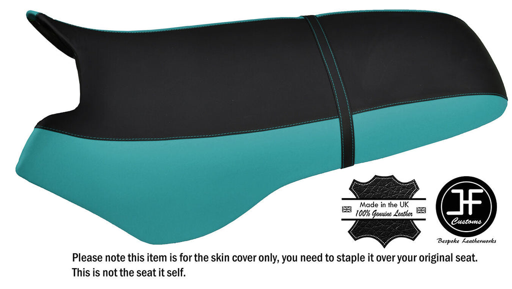 BLACK & TEAL CUSTOM FITS SEA DOO XP 93-96 AUTOMOTIVE VINYL SEAT COVER + STRAP