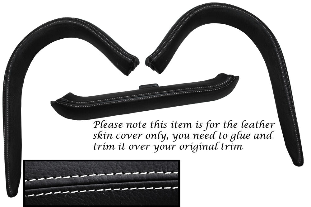 WHITE STITCH ROLL OVER BAR LEATHER SKIN COVERS FITS PORSCHE 986 BOXSTER 96-04