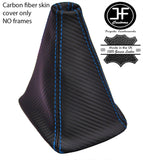 BLUE STITCH CARBON VINYL 5 SPEED GEAR GAITER FITS SUBARU IMPREZA WRX STI 01-05