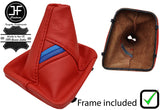 RED REAL LEATHER TRI STRIPES GEAR+PLASTIC FRAME FOR BMW E46 3 SERIES 99-05